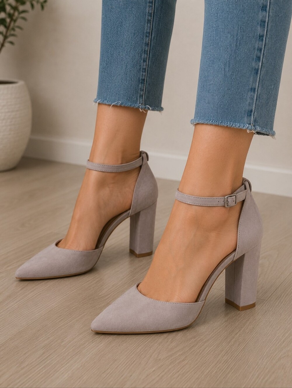 New Gray Suede Heels